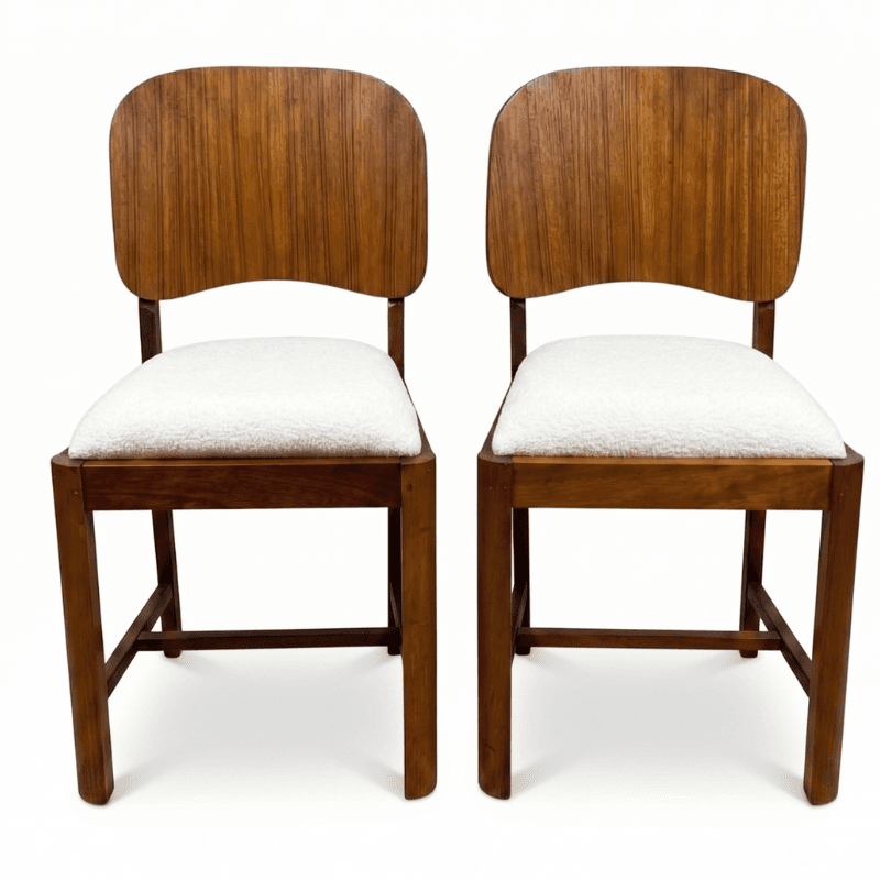 Sculpted mid-century backrest detail of the Duros Occasional Chairs