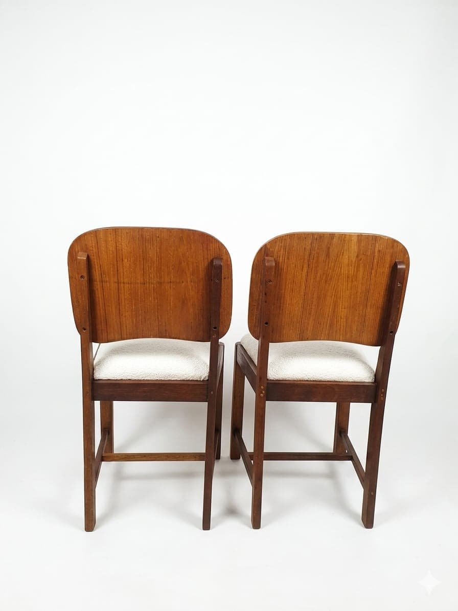 Rear view of restored Duros dining chairs showing timber frames